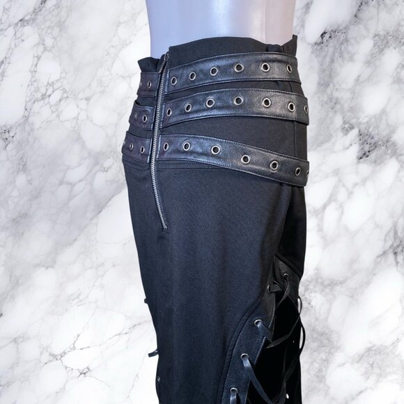 Widow Lace Up Skirt in Black - Picture 8 of 12